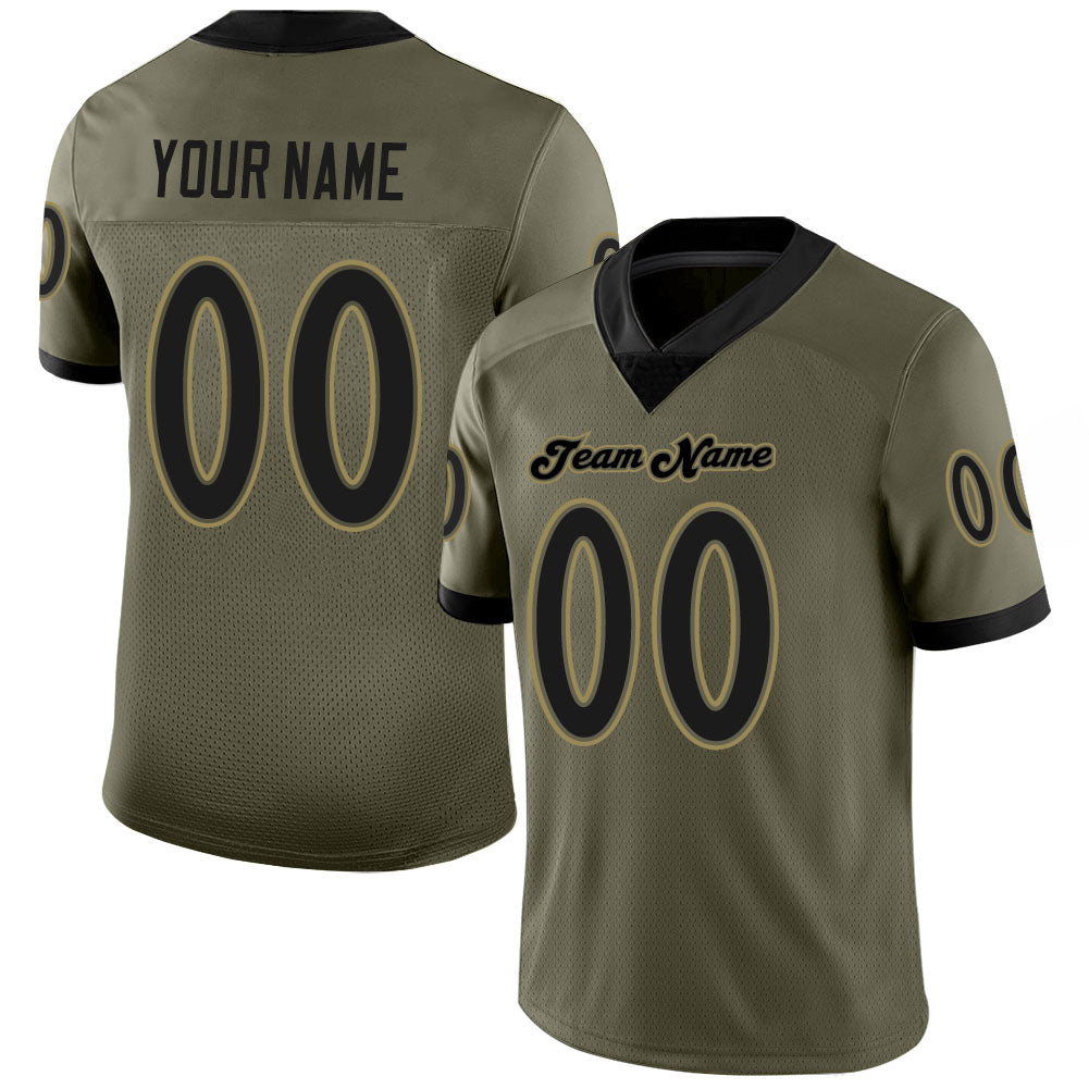Custom Football Jersey Olive Mesh Uniform Stitched